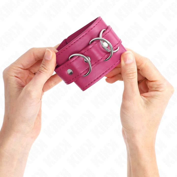 3 D-Ring Handgelenkfesseln Verstellbar Rosa 17,5-25 cm X 6 cm von Kink Wrist Restraint | Fesselliebe.de