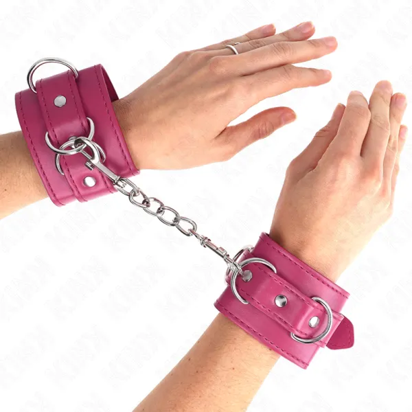 3 D-Ring Handgelenkfesseln Verstellbar Rosa 17,5-25 cm X 6 cm von Kink Wrist Restraint | Fesselliebe.de