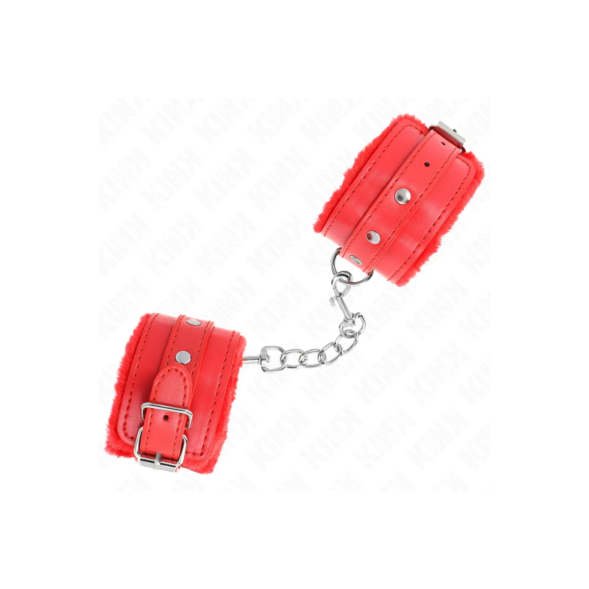 Premium gefütterte Handgelenkfesseln Rot mit Rotem Gürtel Verstellbar 17-29 cm X 6 cm von Kink Wrist Restraint | Fesselliebe.de