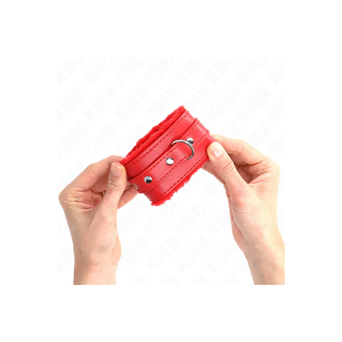 Premium gefütterte Handgelenkfesseln Rot mit Rotem Gürtel Verstellbar 17-29 cm X 6 cm von Kink Wrist Restraint | Fesselliebe.de