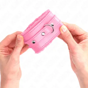 Premium gefütterte Handgelenkfesseln Rosa mit Rosa Gürtel Verstellbar 17-29 cm X 6 cm von Kink Wrist Restraint