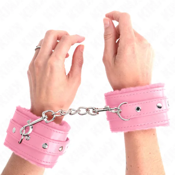 Premium gefütterte Handgelenkfesseln Rosa mit Rosa Gürtel Verstellbar 17-29 cm X 6 cm von Kink Wrist Restraint | Fesselliebe.de