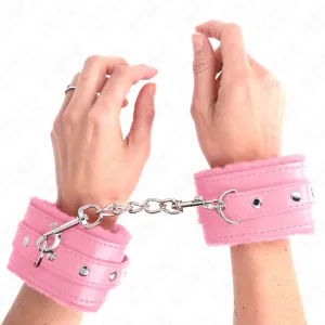 Premium gefütterte Handgelenkfesseln Rosa mit Rosa Gürtel Verstellbar 17-29 cm X 6 cm von Kink Wrist Restraint