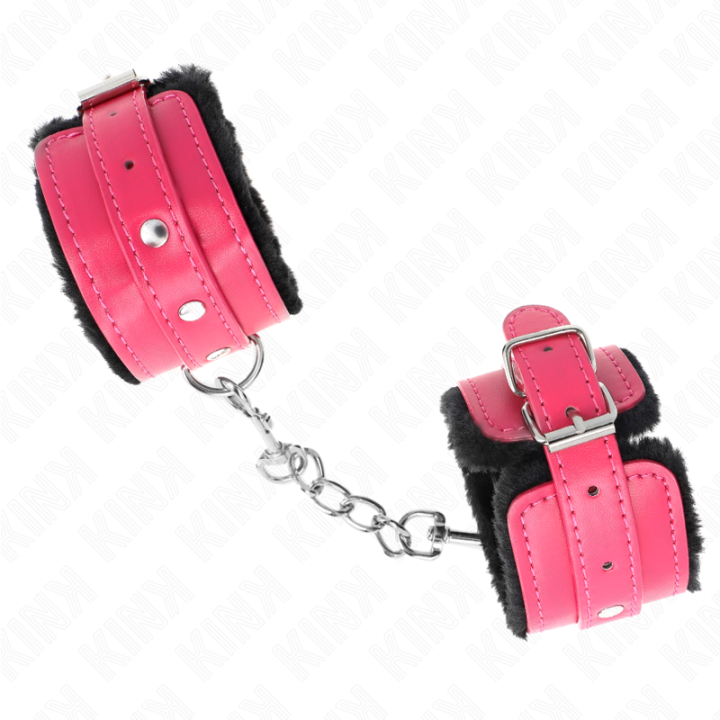 Premium Handgelenkfesseln Schwarz mit Himbeerrosen-Gürtel Verstellbar 17-29 cm X 6 cm von Kink Wrist Restraint | Fesselliebe.de