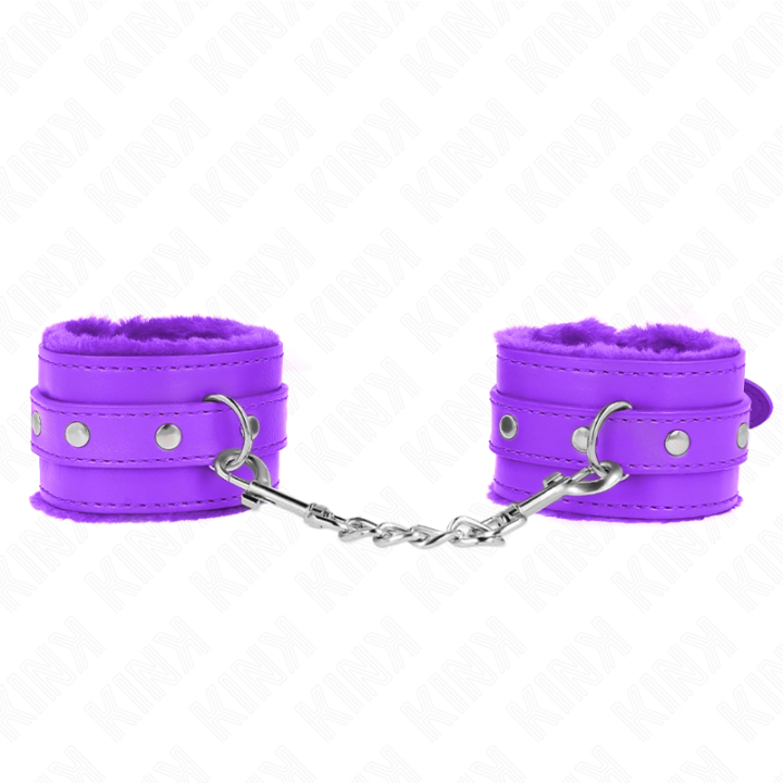 Premium gefütterte Handgelenkfesseln Lila mit Lila Gürtel Verstellbar 17-29 cm X 6 cm von Kink Wrist Restraint | Fesselliebe.de