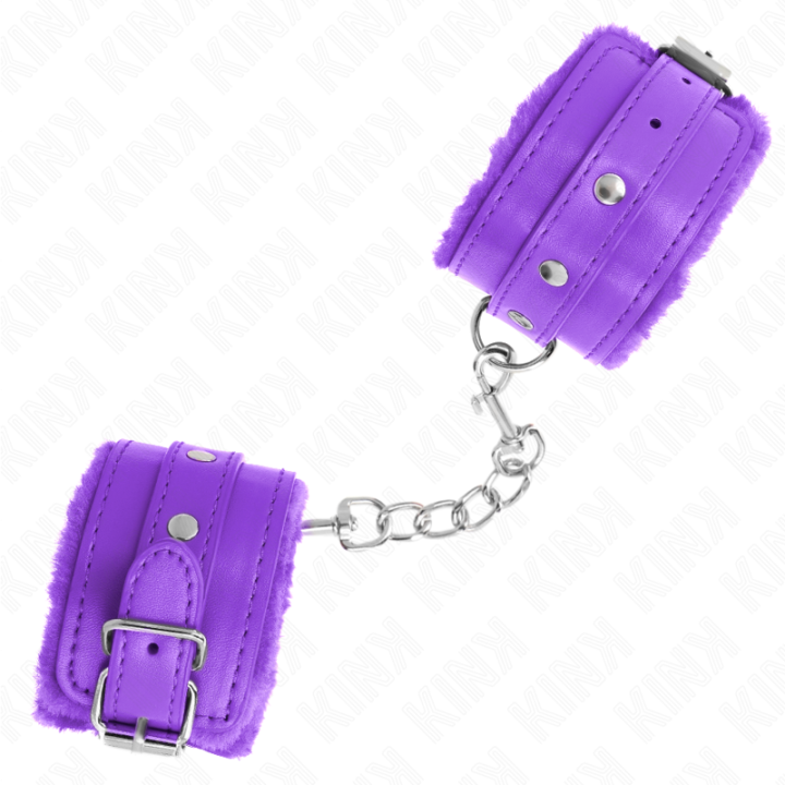 Premium gefütterte Handgelenkfesseln Lila mit Lila Gürtel Verstellbar 17-29 cm X 6 cm von Kink Wrist Restraint | Fesselliebe.de