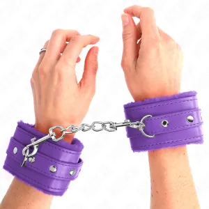 Premium gefütterte Handgelenkfesseln Lila mit Lila Gürtel Verstellbar 17-29 cm X 6 cm von Kink Wrist Restraint