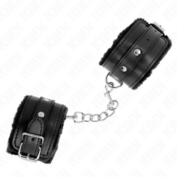 Premium Handgelenkfesseln Schwarz mit Schwarzem Gürtel Verstellbar 17-29 cm X 6 cm von Kink Wrist Restraint | Fesselliebe.de