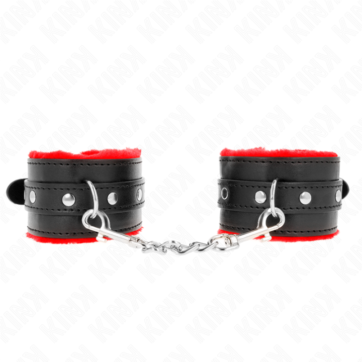 Premium Handgelenkfesseln Rot mit Schwarzem Gürtel Verstellbar 17-29 cm X 6 cm von Kink Wrist Restraint | Fesselliebe.de