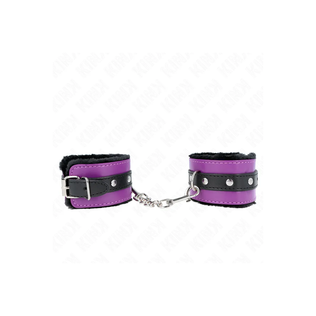 Premium Handgelenkfesseln Schwarz mit Lila / Schwarzer Gürtel Verstellbar 17-29 cm X 6 cm von Kink Wrist Restraint | Fesselliebe.de