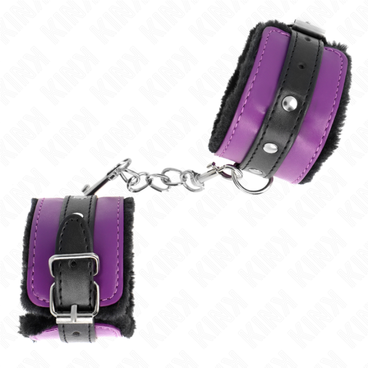 Premium Handgelenkfesseln Schwarz mit Lila / Schwarzer Gürtel Verstellbar 17-29 cm X 6 cm von Kink Wrist Restraint | Fesselliebe.de