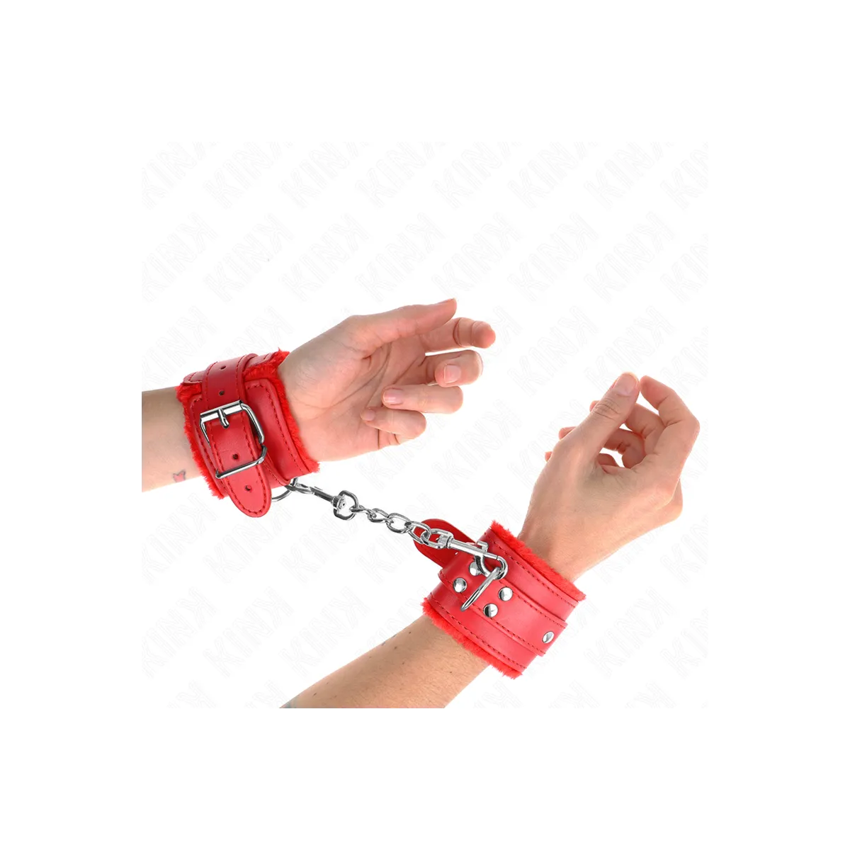 Handgelenkfesseln Rot mit Rotem Gürtel Verstellbar 17-29 cm X 6 cm von Kink Wrist Restraint | Fesselliebe.de