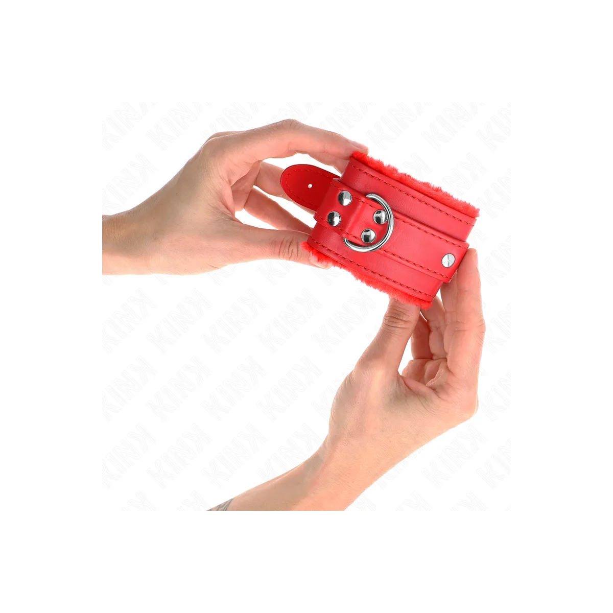 Handgelenkfesseln Rot mit Rotem Gürtel Verstellbar 17-29 cm X 6 cm von Kink Wrist Restraint | Fesselliebe.de