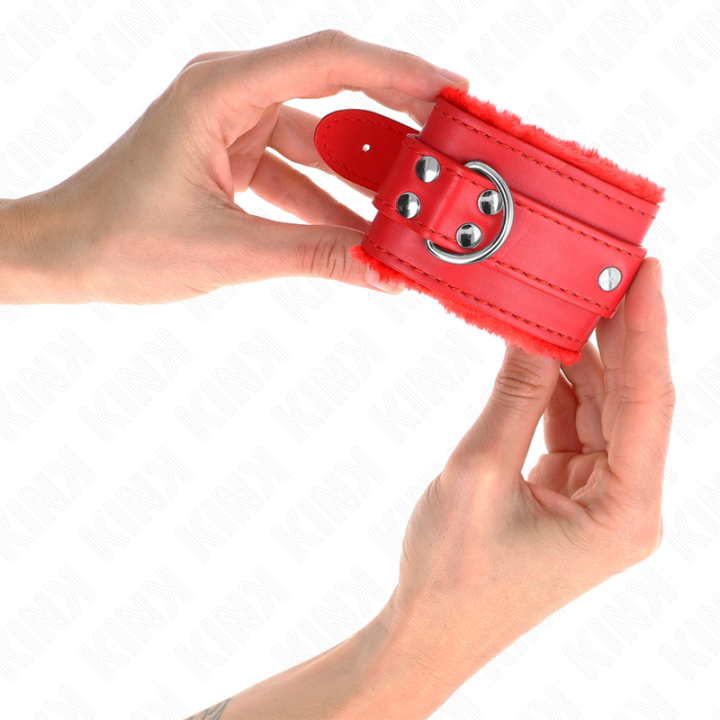 Handgelenkfesseln Rot mit Rotem Gürtel Verstellbar 17-29 cm X 6 cm von Kink Wrist Restraint | Fesselliebe.de