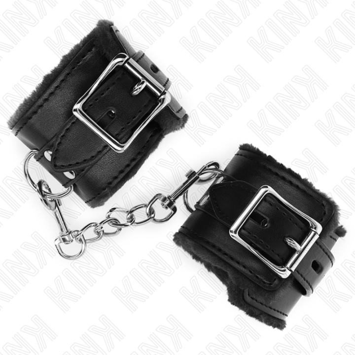 Handgelenkfesseln Schwarz mit Schwarzem Gürtel Verstellbar 17-29 cm X 6 cm von Kink Wrist Restraint | Fesselliebe.de