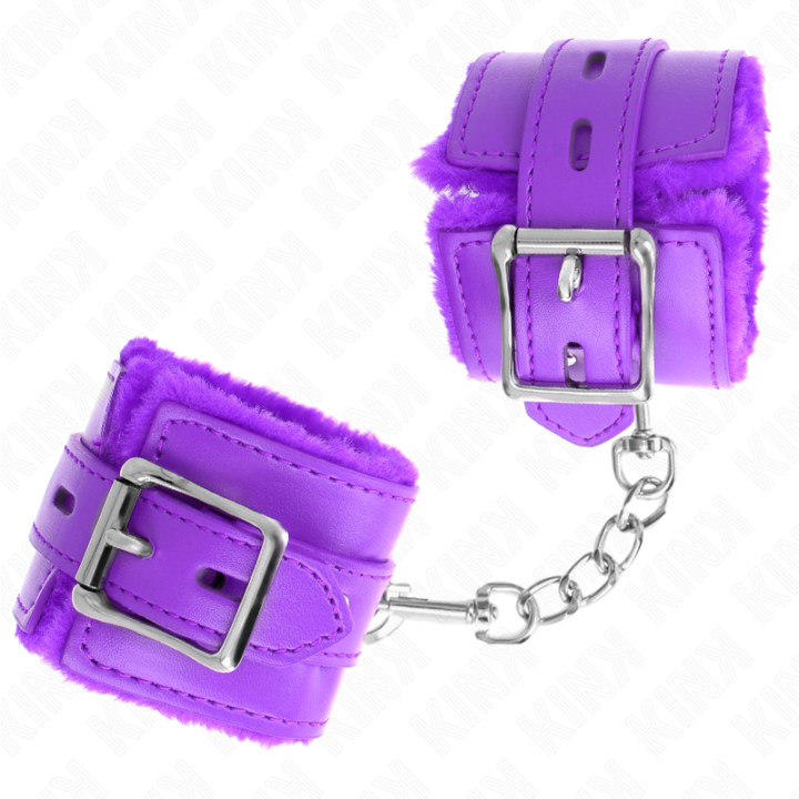 Handgelenkfesseln mit Quadratischen Löchern, Lila und Lila Gürtel, 17-29 cm X 6 cm von Kink Wrist Restraint | Fesselliebe.de