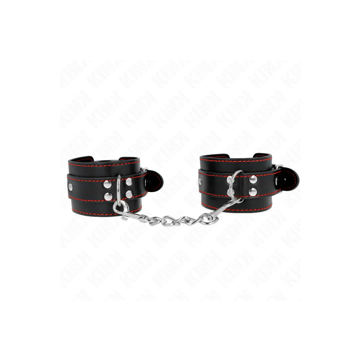 Handgelenkfesseln Schwarz mit Rotem Futter Verstellbar 20-28 cm X 5,5 cm von Kink Wrist Restraint | Fesselliebe.de