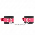 Nylon Handgelenkfesseln Schwarz mit Kunstledergürtel Himbeerrosa 19-29 cm X 5,1 cm von Kink Wrist Restraint