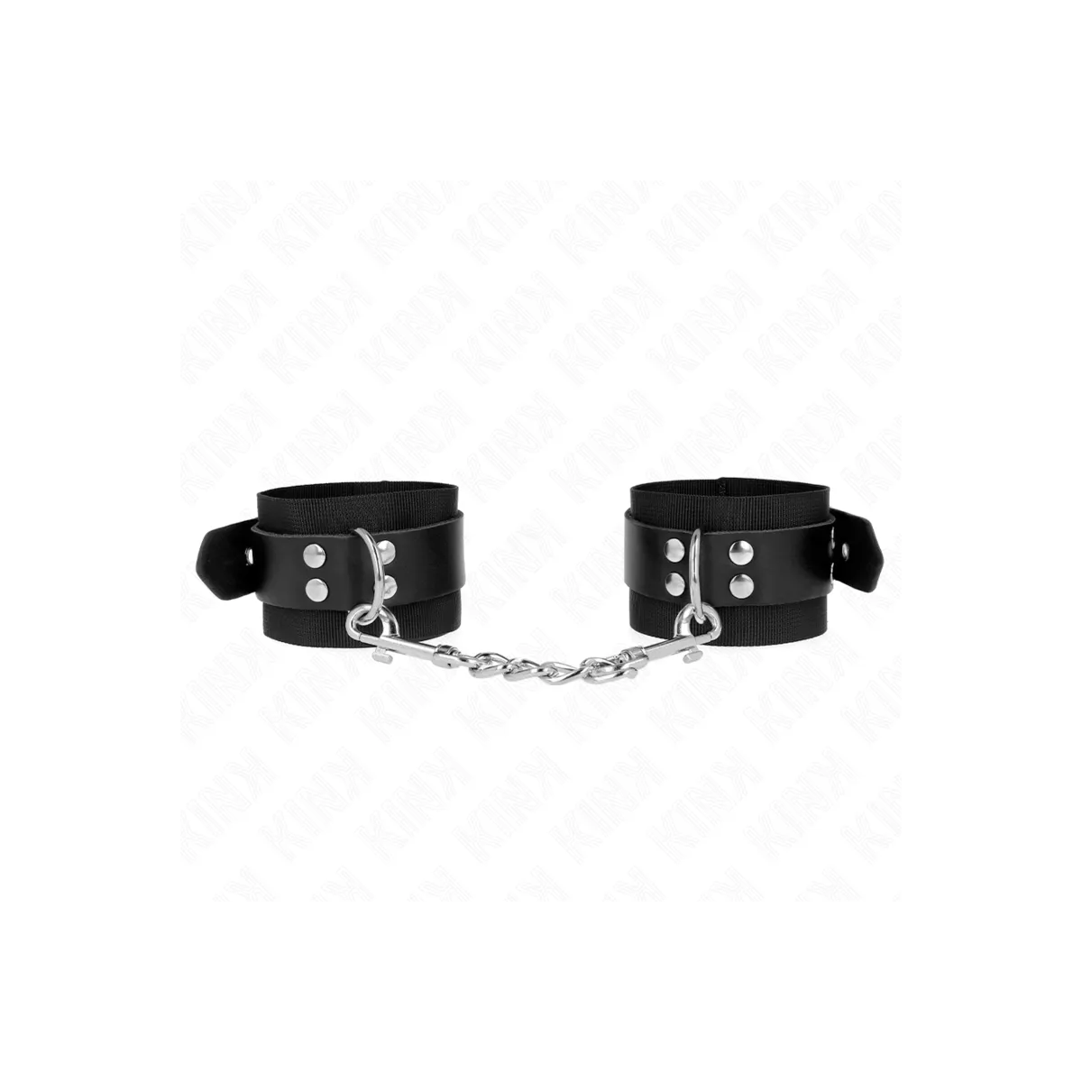 Nylon Handgelenkfesseln Schwarz mit Ledergurte Schwarz Verstellbar 19-29 cm X 5,1 cm von Kink Wrist Restraint | Fesselliebe.de