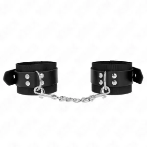 Nylon Handgelenkfesseln Schwarz mit Ledergurte Schwarz Verstellbar 19-29 cm X 5,1 cm von Kink Wrist Restraint | Fesselliebe.de