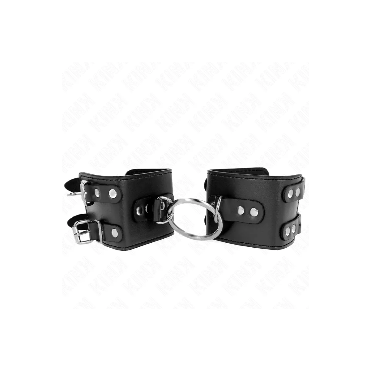 Feste Handgelenkfesseln mit Ring und Nieten Verstellbar Schwarz 17-22 cm X 6,5 cm von Kink Wrist Restraint | Fesselliebe.de