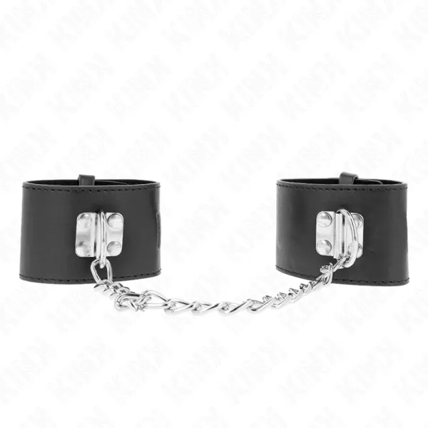 Feste Handgelenkfesseln mit Kette 30 cm und Verschluss Schwarz 16-23 cm X 5,5 cm von Kink Wrist Restraint | Fesselliebe.de
