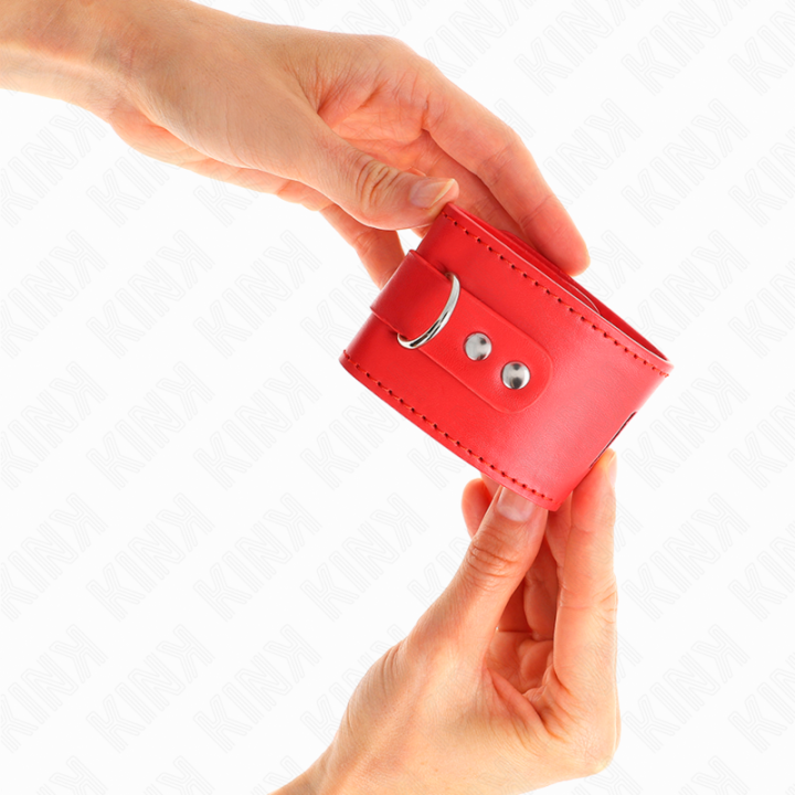 Handgelenkfesseln mit Vorhängeschloss Verschluss Rot Verstellbar 16-23 cm X 5,5 cm von Kink Wrist Restraint | Fesselliebe.de
