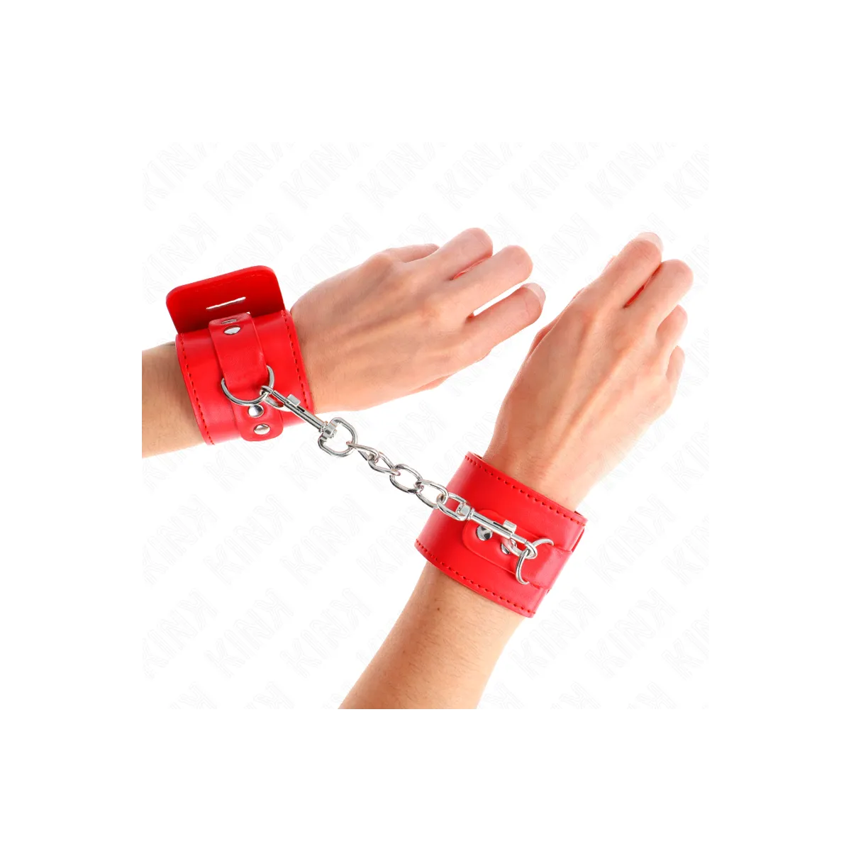 Handgelenkfesseln mit Vorhängeschloss Verschluss Rot Verstellbar 16-23 cm X 5,5 cm von Kink Wrist Restraint | Fesselliebe.de