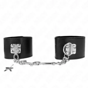 Handgelenkfesseln mit Vorhängeschloss Verschluss Schwarz Verstellbar 16-23 cm X 5,5 cm von Kink Wrist Restraint | Fesselliebe.de