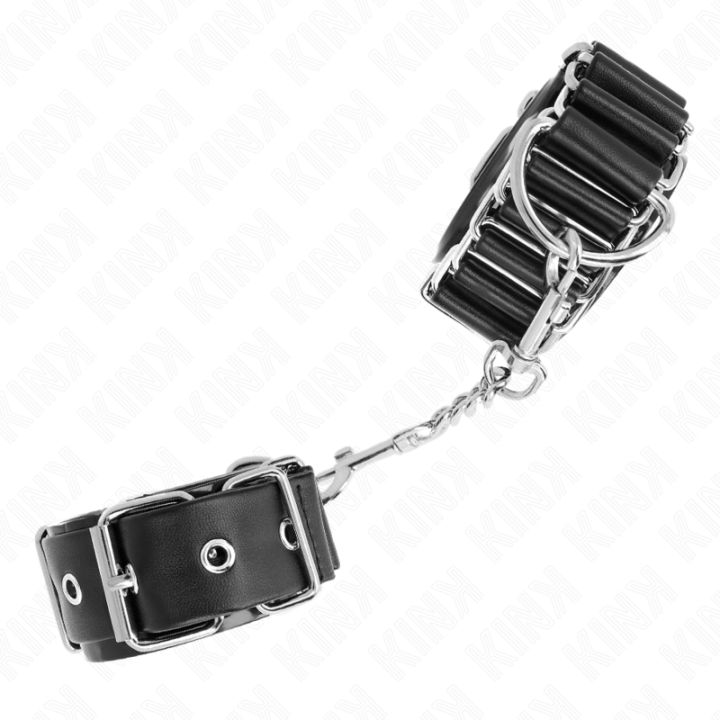 Scharnierähnliche Dünne Handgelenkfesseln Schwarz Verstellbar 16-22 cm X 3,5 cm von Kink Wrist Restraint | Fesselliebe.de