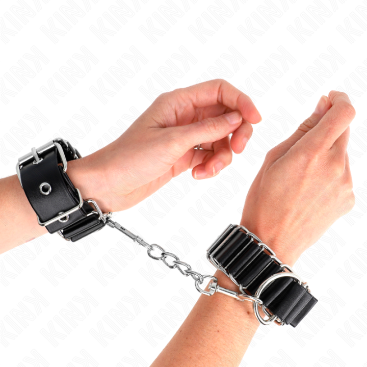Scharnierähnliche Dünne Handgelenkfesseln Schwarz Verstellbar 16-22 cm X 3,5 cm von Kink Wrist Restraint | Fesselliebe.de