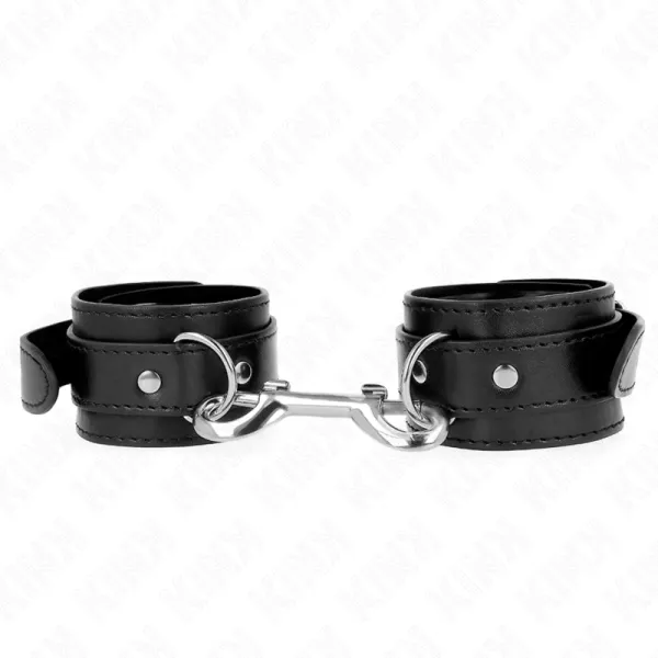 Handgelenkfesseln - Einzelne Nietenreihe Schwarz Verstellbar 17-28 cm X 5 cm von Kink Wrist Restraint | Fesselliebe.de