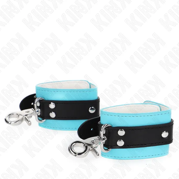 Premium Abschließbare Handgelenkfesseln Schwarz/Blau Verstellbar 21-28 cm X 5,5 cm von Kink Wrist Restraint | Fesselliebe.de