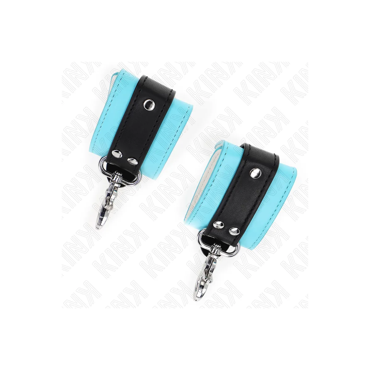 Premium Abschließbare Handgelenkfesseln Schwarz/Blau Verstellbar 21-28 cm X 5,5 cm von Kink Wrist Restraint | Fesselliebe.de