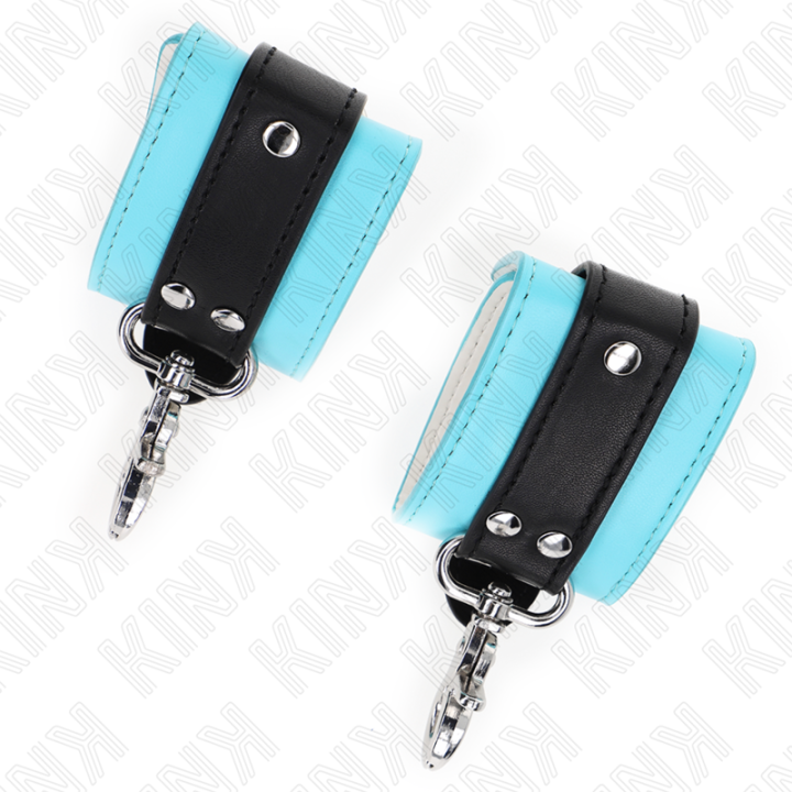 Premium Abschließbare Handgelenkfesseln Schwarz/Blau Verstellbar 21-28 cm X 5,5 cm von Kink Wrist Restraint | Fesselliebe.de
