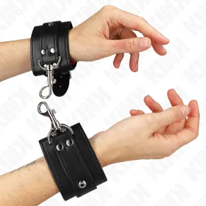 Abschließbare Dungeon Handgelenksfesseln Schwarz Verstellbar 21-28 cm X 5,5 cm von Kink Wrist Restraint | Fesselliebe.de