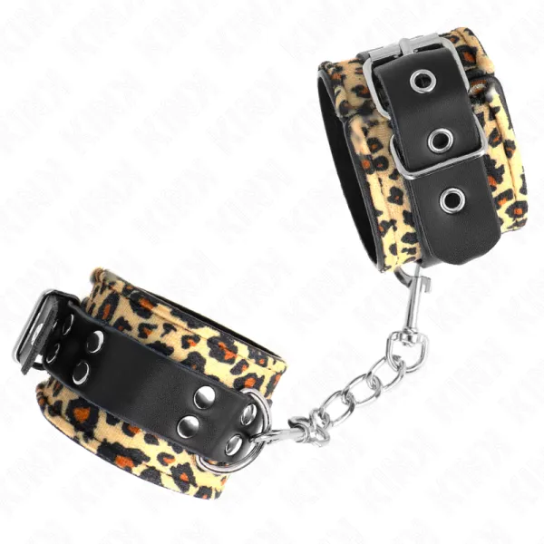 Leopard Handgelenkfessel aus Echtleder, Verstellbar 18-29 cm X 5,5 cm von Kink Wrist Restraint | Fesselliebe.de