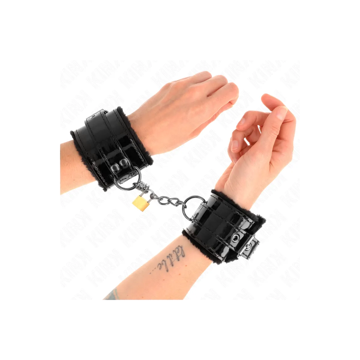 Leichte Handgelenksfesseln mit Kupferschloss, Verstellbar 17-29 cm X 5,5 cm von Kink Wrist Restraint | Fesselliebe.de