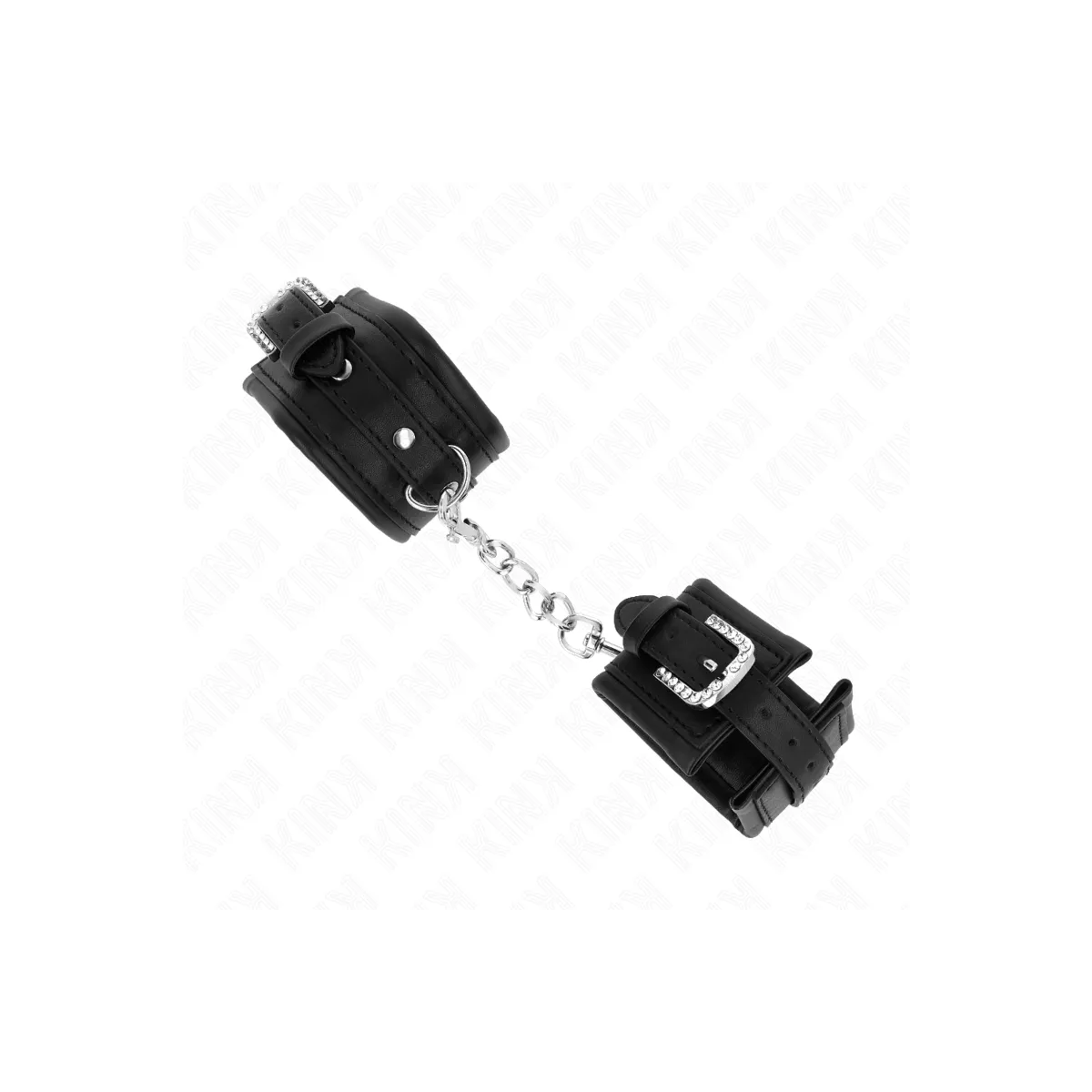 Handgelenkfesseln mit Strass-Schnalle, Schwarz, Verstellbar 25-32 cm X 5,5 cm von Kink Wrist Restraint | Fesselliebe.de
