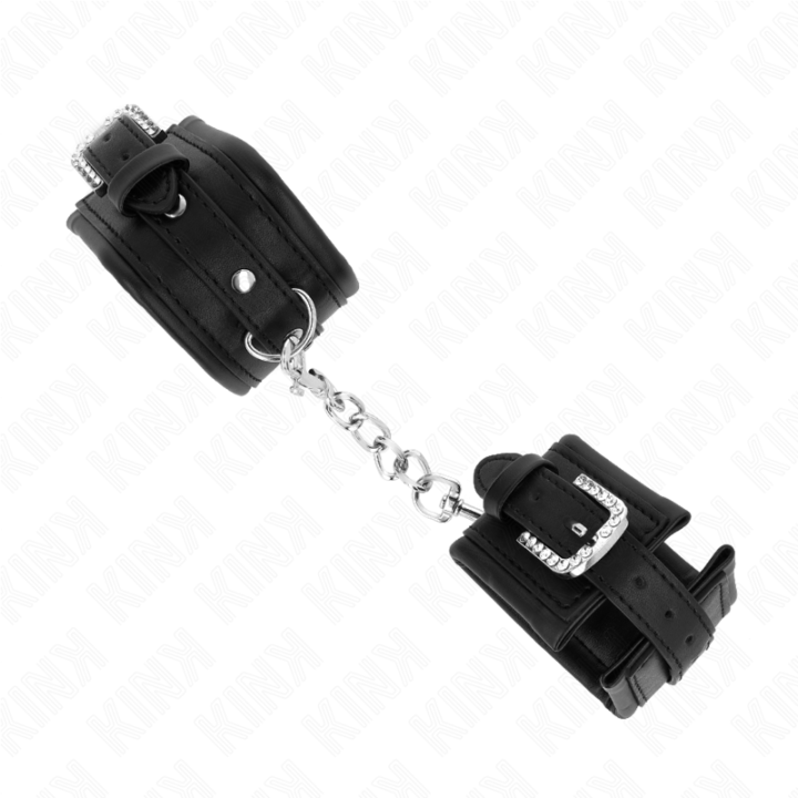 Handgelenkfesseln mit Strass-Schnalle, Schwarz, Verstellbar 25-32 cm X 5,5 cm von Kink Wrist Restraint | Fesselliebe.de