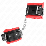 Schwere Handgelenksfesseln mit Rotem Pelzfutter, Verstellbar 20-30 cm X 6 cm von Kink Wrist Restraint | Fesselliebe.de