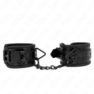 Handgelenkfesseln mit Rautenmuster, Schwarz, Verstellbar, 17-26 cm X 5,5 cm von Kink Wrist Restraint | Fesselliebe.de