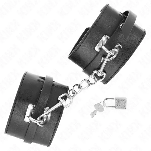 Deluxe Handgelenkfesseln mit Verriegelung, Schwarz, Verstellbar 14,5-21 cm X 6 cm von Kink Wrist Restraint | Fesselliebe.de