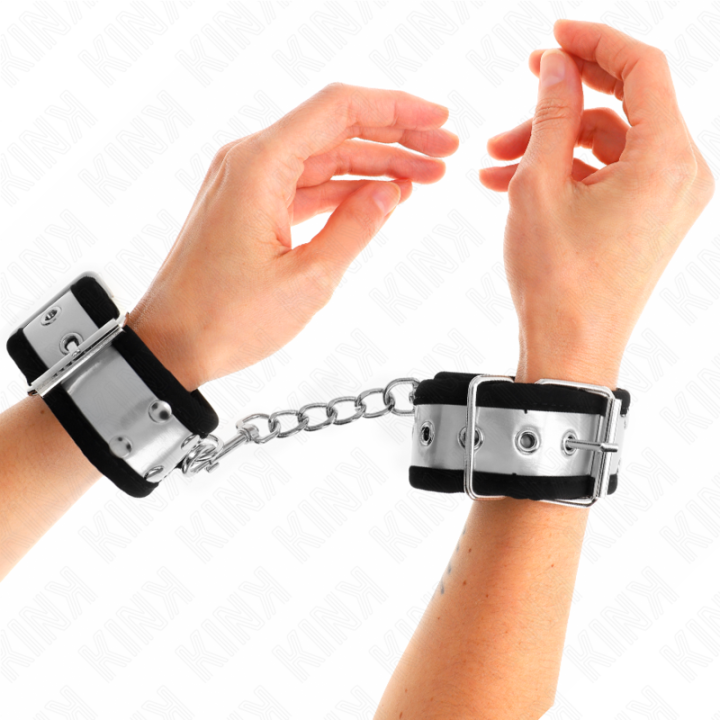 Dünne Handgelenksfesseln Schwarz/Silber 30 X 4 cm von Kink Wrist Restraint | Fesselliebe.de