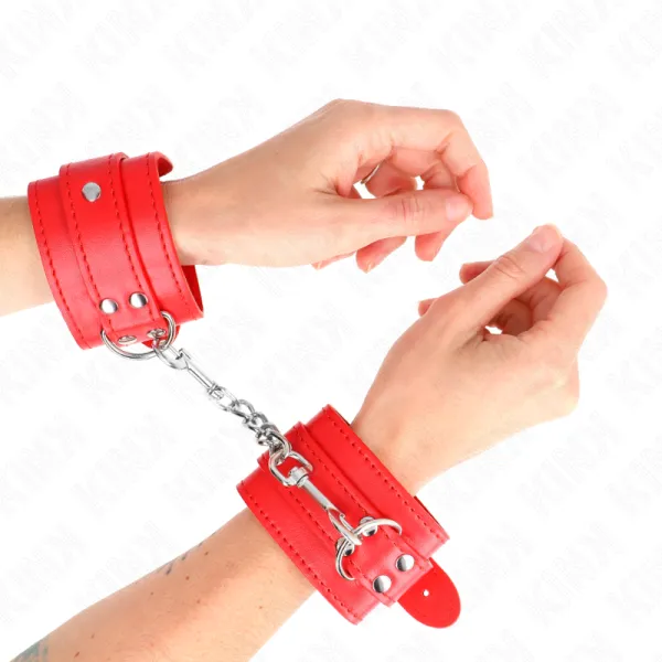 Einfache Handgelenksfesseln Rot Verstellbar 20-23 cm X 5,5 cm von Kink Wrist Restraint | Fesselliebe.de