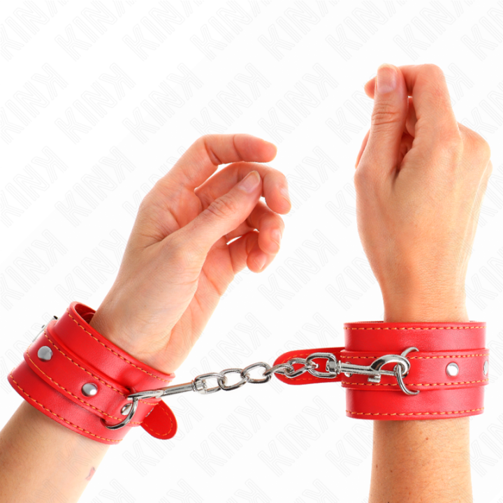 Dünne Handgelenksfesseln Rot Verstellbar 21-33 cm von Kink Wrist Restraint | Fesselliebe.de