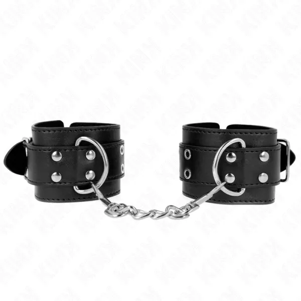 Handgelenkfessel mit Doppelter Schnalle Schwarz Verstellbar 19-26 cm von Kink Wrist Restraint | Fesselliebe.de