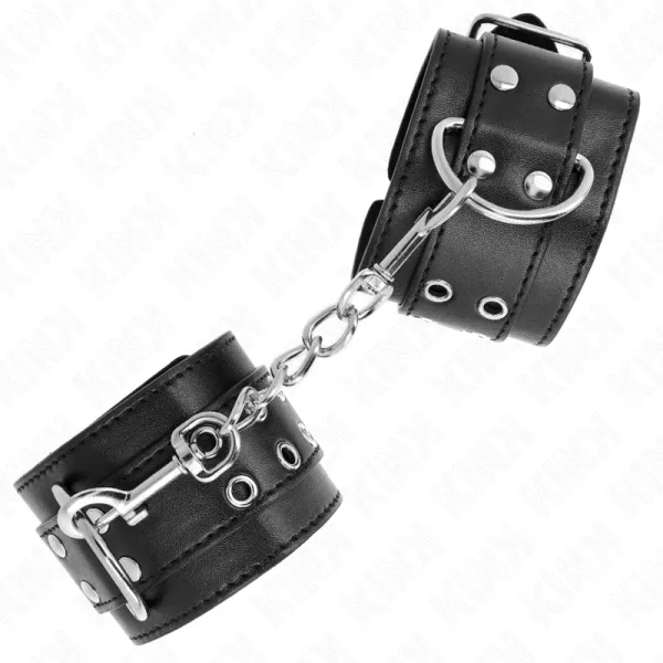 Handgelenkfessel mit Doppelter Schnalle Schwarz Verstellbar 19-26 cm von Kink Wrist Restraint | Fesselliebe.de