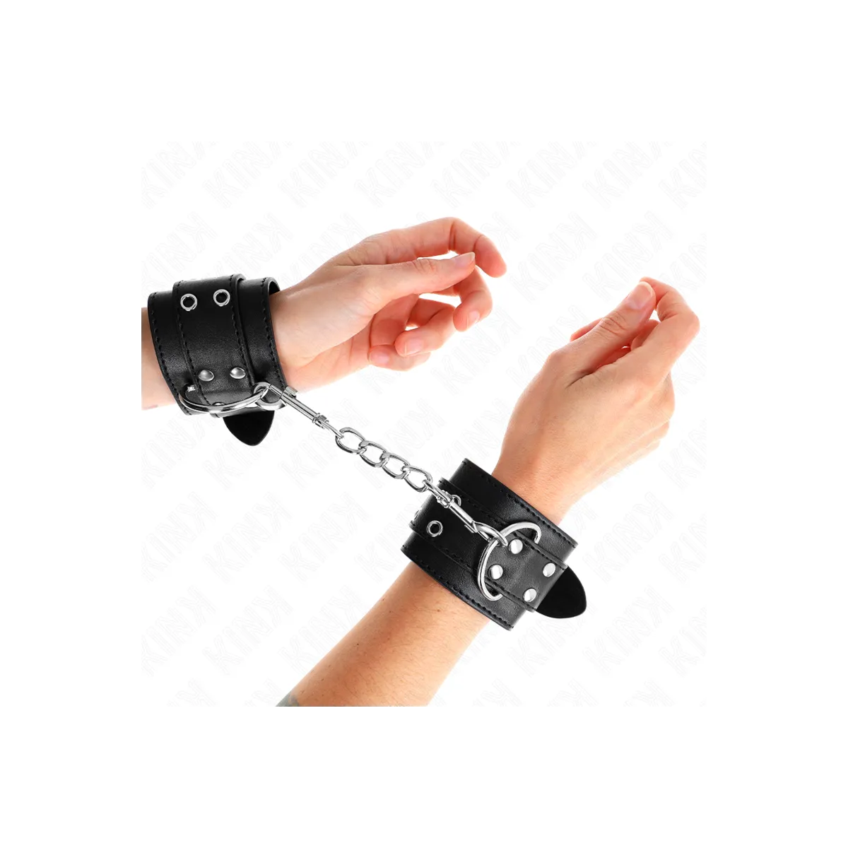 Handgelenkfessel mit Doppelter Schnalle Schwarz Verstellbar 19-26 cm von Kink Wrist Restraint | Fesselliebe.de