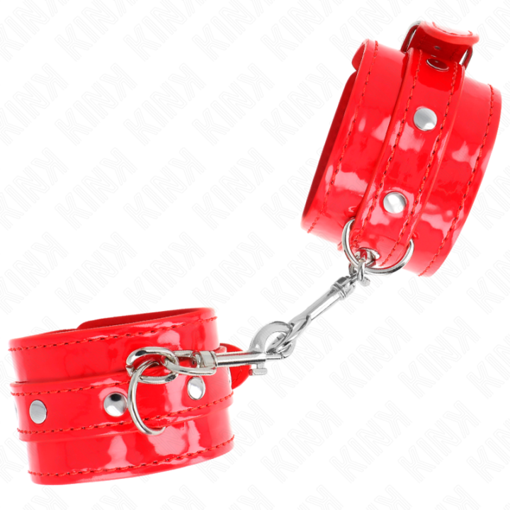 Glänzende Handmanschetten Rot Verstellbar 23-33 cm von Kink Wrist Restraint | Fesselliebe.de